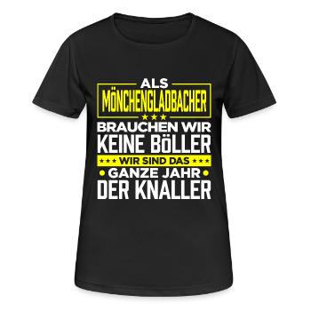 MÖNCHENGLADBACHER- Böller - Frauen T-Shirt atmungsaktiv - Schwarz - Vorne - AI Model Female 172 light (172cm)