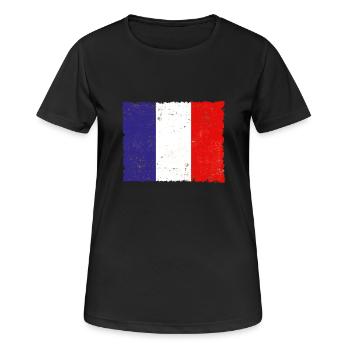 Frankreich - Frauen T-Shirt atmungsaktiv - Schwarz - Vorne - AI Model Female 172 light (172cm)