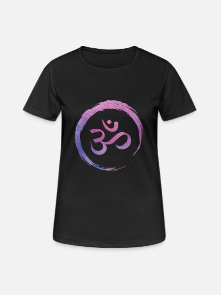 Yoga Zen Kreis Om - Frauen T-Shirt atmungsaktiv - Schwarz