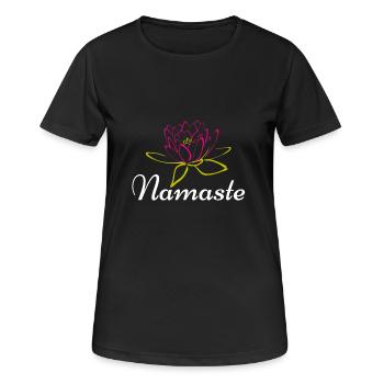 Aerobic Yoga Yogamatte Frauen Frau Dehnung new - Frauen T-Shirt atmungsaktiv - Schwarz - Vorne - AI Model Female 172 light (172cm)
