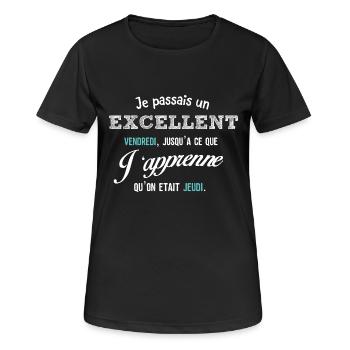 Je passais un excellent vendredi - T-shirt respirant Femme - noir - Devant - AI Model Female 172 light (172cm)