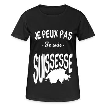 Je peux pas je suis Suissesse - T-shirt respirant Femme - noir - Devant - AI Model Female 172 light (172cm)