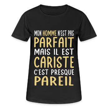 Mon homme n'est pas parfait mais il est cariste - T-shirt respirant Femme - noir - Devant - AI Model Female 172 light (172cm)
