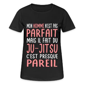 Mon homme pas parfait mais il fait du ju-jitsu - T-shirt respirant Femme - noir - Devant - AI Model Female 172 light (172cm)