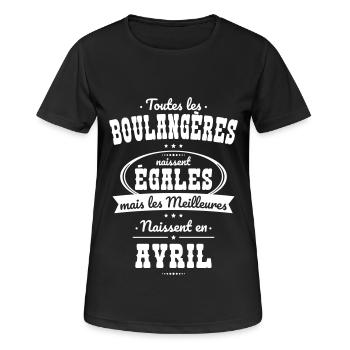 Boulangères égales meilleures naissent en Avril - T-shirt respirant Femme - noir - Devant - AI Model Female 172 light (172cm)
