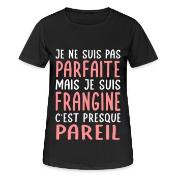 Je ne suis pas parfaite mais je suis Frangine - T-shirt respirant Femme - noir - Devant - AI Model Female 172 light (172cm)