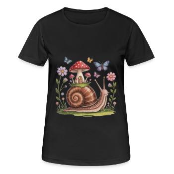 Whimsical Snail Cottagecore - Women's Breathable T-Shirt - black - Front - AI Model Female 172 light (172cm)