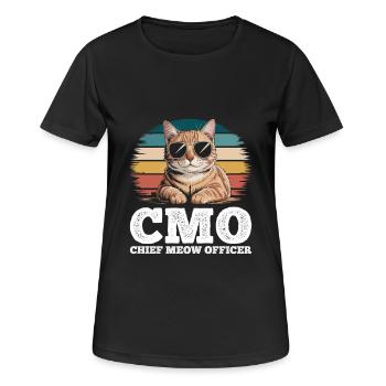 Lustige getigerte Katze Chief Meow Officer - Frauen T-Shirt atmungsaktiv - Schwarz - Vorne - AI Model Female 172 light (172cm)