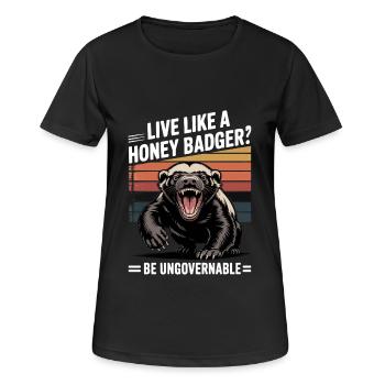 Lebe wie ein Honigdachs - Frauen T-Shirt atmungsaktiv - Schwarz - Vorne - AI Model Female 172 light (172cm)