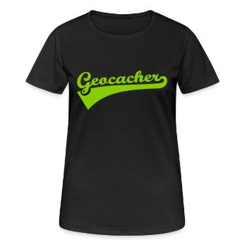 Geocacher - Frauen T-Shirt atmungsaktiv - Schwarz - Vorne - AI Model Female 172 light (172cm)
