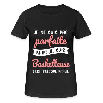 Je ne suis pas parfaite mais je suis basketteuse - T-shirt respirant Femme - noir - Devant - AI Model Female 172 light (172cm)