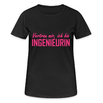 vertrau mir, ich bin ingenieurin - Frauen T-Shirt atmungsaktiv - Schwarz - Vorne - AI Model Female 172 light (172cm)
