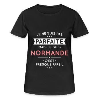 Je ne suis pas parfaite mais je suis Normande - T-shirt respirant Femme - noir - Devant - AI Model Female 172 light (172cm)
