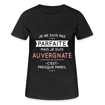 Je ne suis pas parfaite mais je suis Auvergnate - T-shirt respirant Femme - noir - Devant - AI Model Female 172 light (172cm)