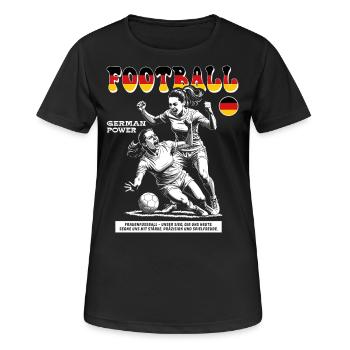 Deutsches Frauenfußball Shirt: Zweikampf präzise - Frauen T-Shirt atmungsaktiv - Schwarz - Vorne - AI Model Female 172 light (172cm)