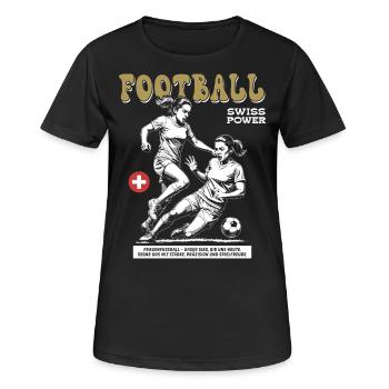 Kampfgeist gezeigt: Schweizer Frauenfußball Shirt - Frauen T-Shirt atmungsaktiv - Schwarz - Vorne - AI Model Female 172 light (172cm)