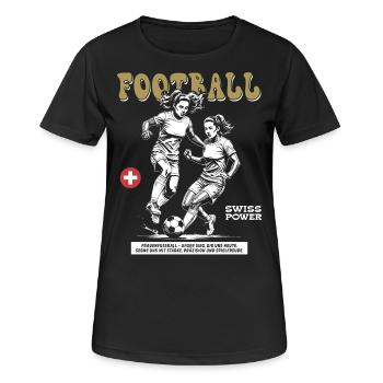 Willen am Ball: Fußballshirt für Spielerinnen - Frauen T-Shirt atmungsaktiv - Schwarz - Vorne - AI Model Female 172 light (172cm)