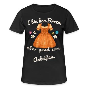 I bin koa brezn - Volksfest Dirndl - Frauen T-Shirt atmungsaktiv - Schwarz - Vorne - AI Model Female 172 light (172cm)