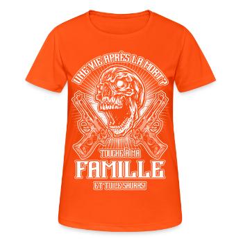 Don't touch my family - FR - Women's Breathable T-Shirt - neon orange - Front - AI Model Female 172 dark (172cm)
