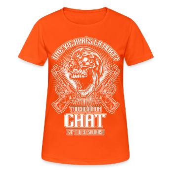 Don't touch my cat - FR - Women's Breathable T-Shirt - neon orange - Front - AI Model Female 172 dark (172cm)