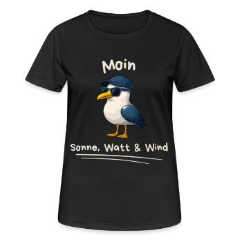 Moin Maritime Seagull with Saying - Women's Breathable T-Shirt - black - Front - AI Model Female 172 light (172cm)