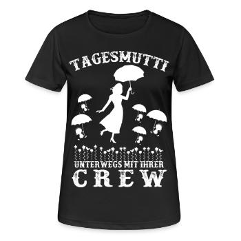 Tagesmutti unterwegs - Frauen T-Shirt atmungsaktiv - Schwarz - Vorne - AI Model Female 172 light (172cm)