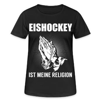 Eishockey - meine Religion - Frauen T-Shirt atmungsaktiv - Schwarz - Vorne - AI Model Female 172 light (172cm)