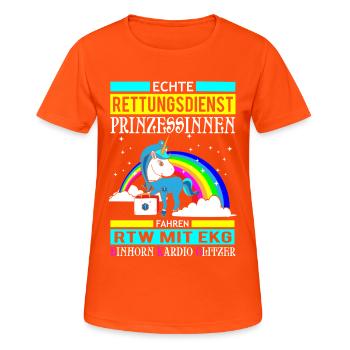 Cadeau de sauvetage princesse Licorne - T-shirt respirant Femme - orange néon - Devant - AI Model Female 172 dark (172cm)