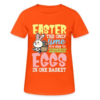 Ostern Osterhase Osternest Osterei Eiersuche - Frauen T-Shirt atmungsaktiv - Neonorange - Vorne - AI Model Female 172 dark (172cm)