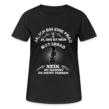 Motorrad Motorradfahrerin Bikerin Spruch - Frauen T-Shirt atmungsaktiv - Schwarz - Vorne - AI Model Female 172 light (172cm)