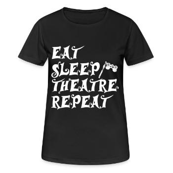 Eat Sleep Theatre Repeat - Scène cadeau - T-shirt respirant Femme - noir - Devant - AI Model Female 172 light (172cm)