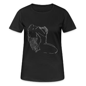 Sexy Frau Nackt Pose Schönheit Zeichnung - Frauen T-Shirt atmungsaktiv - Schwarz - Vorne - AI Model Female 172 light (172cm)