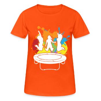 Trampolin Jump Jumping Jumpstyle Sport - Women's Breathable T-Shirt - neon orange - Front - AI Model Female 172 dark (172cm)