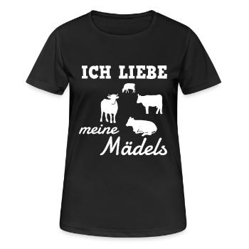 Ich Liebe Meine Meine Mädels Kühe Landwirte Kuh - Frauen T-Shirt atmungsaktiv - Schwarz - Vorne - AI Model Female 172 light (172cm)
