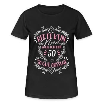 Kein Neid weil ich mit 50 so gut aussehe - Frauen T-Shirt atmungsaktiv - Schwarz - Vorne - AI Model Female 172 light (172cm)
