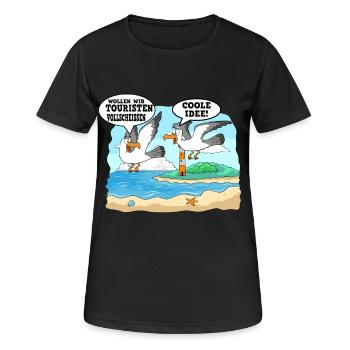 Wollen Wir Touristen Vollscheissen - Coole Idee - Frauen T-Shirt atmungsaktiv - Schwarz - Vorne - AI Model Female 172 light (172cm)