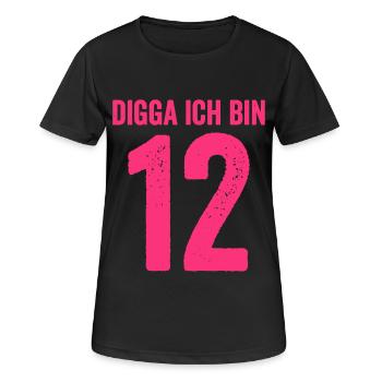 Digga Je suis 12 ans fille 12e anniversaire Dame - T-shirt respirant Femme - noir - Devant - AI Model Female 172 light (172cm)