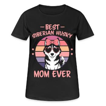 Husky sibérien disant Huskies de Sibérie cadeau - T-shirt respirant Femme - noir - Devant - AI Model Female 172 light (172cm)