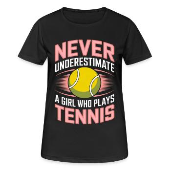 Tennis Saying Girl Funny Tennis Gift - Women's Breathable T-Shirt - black - Front - AI Model Female 172 light (172cm)