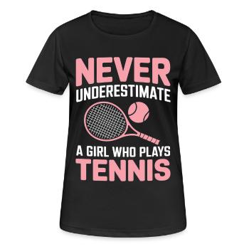 Tennis Saying Girl Funny Tennis Gift - Women's Breathable T-Shirt - black - Front - AI Model Female 172 light (172cm)