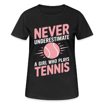 Tennis Saying Girl Funny Tennis Gift - Women's Breathable T-Shirt - black - Front - AI Model Female 172 light (172cm)