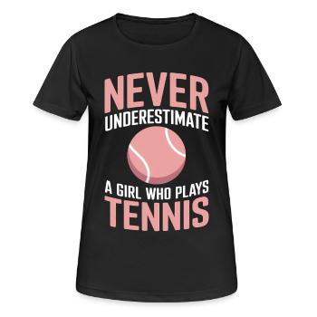 Tennis Saying Girl Funny Tennis Gift - Women's Breathable T-Shirt - black - Front - AI Model Female 172 light (172cm)