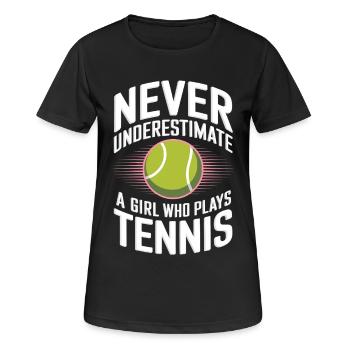 Tennis Saying Girl Funny Tennis Gift - Women's Breathable T-Shirt - black - Front - AI Model Female 172 light (172cm)