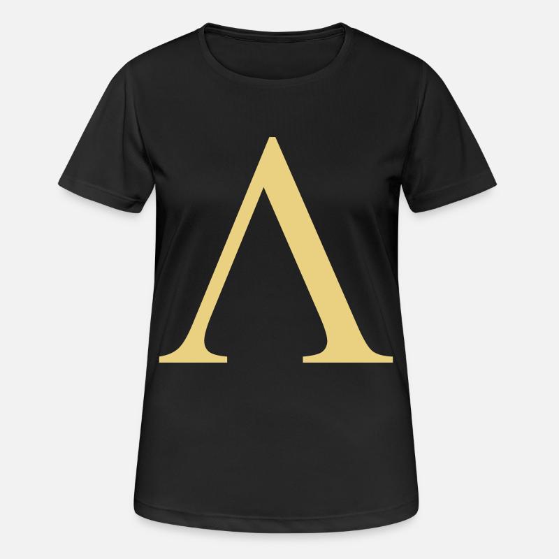 lambda greek - Frauen T-Shirt atmungsaktiv - Schwarz
