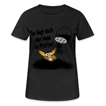 Hase im Pfeffer - Frauen T-Shirt atmungsaktiv - Schwarz - Vorne - AI Model Female 172 light (172cm)