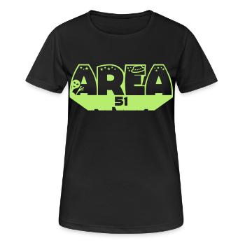 Zone d’OVNI 51 - T-shirt respirant Femme - noir - Devant - AI Model Female 172 light (172cm)