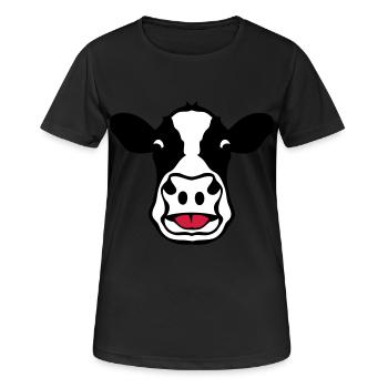 vache tire langue cow 18 - T-shirt respirant Femme - noir - Devant - AI Model Female 172 light (172cm)