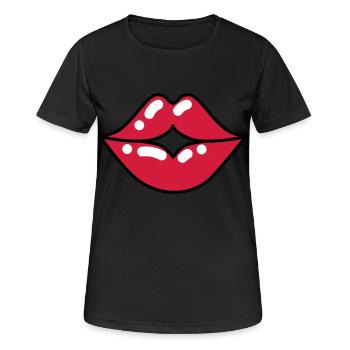 71 Kussmund Mund Lippen - Frauen T-Shirt atmungsaktiv - Schwarz - Vorne - AI Model Female 172 light (172cm)