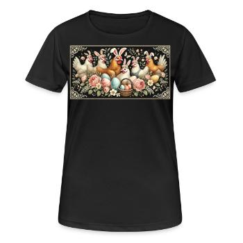 Ostern Hühner Küken Vintage Ästhetik - Frauen T-Shirt atmungsaktiv - Schwarz - Vorne - AI Model Female 172 light (172cm)