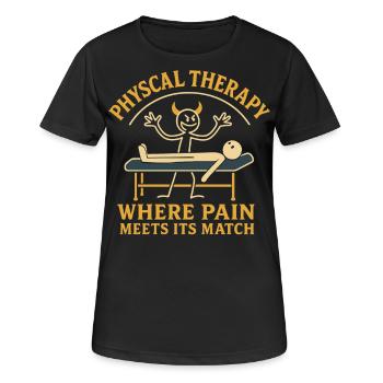 Physiotherapie Lustig Wo Der Schmerz ist - Frauen T-Shirt atmungsaktiv - Schwarz - Vorne - AI Model Female 172 light (172cm)